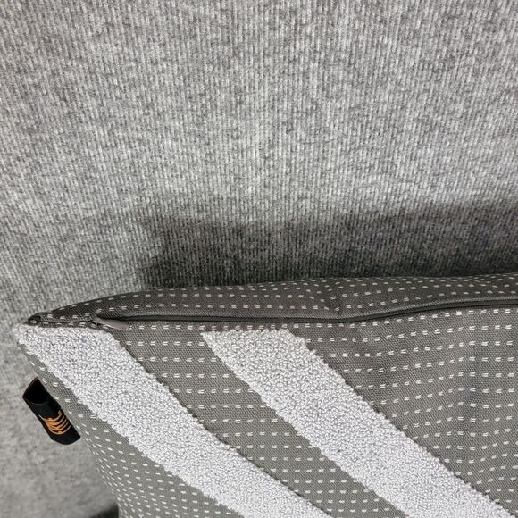 Frye Throw Pillow Gray Contemporary Textured Zippered Side Rectangle 18x13 - Picture 8 of 9